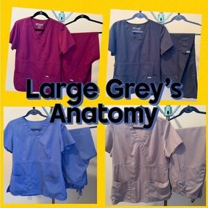 4 sets of Grey’s Anatomy Scrub sets (one top & one pant) in LARGE
